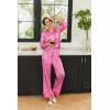 imageEkouaer Silk Pajamas Striped Animal Print Satin Pj Sets Button Down Long Sleeve Silky Pjs Sleepwear Loungewear for WomenPink Leopard
