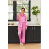 imageEkouaer Silk Pajamas Striped Animal Print Satin Pj Sets Button Down Long Sleeve Silky Pjs Sleepwear Loungewear for WomenPink Leopard