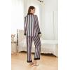 imageEkouaer Silk Pajamas Striped Animal Print Satin Pj Sets Button Down Long Sleeve Silky Pjs Sleepwear Loungewear for WomenPink and Black Stripes