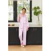 imageEkouaer Silk Pajamas Striped Animal Print Satin Pj Sets Button Down Long Sleeve Silky Pjs Sleepwear Loungewear for WomenPink and White Stripes