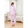 imageEkouaer Silk Pajamas Striped Animal Print Satin Pj Sets Button Down Long Sleeve Silky Pjs Sleepwear Loungewear for WomenPink and White Stripes