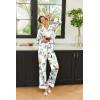 imageEkouaer Silk Pajamas Striped Animal Print Satin Pj Sets Button Down Long Sleeve Silky Pjs Sleepwear Loungewear for WomenPrimeval Forest