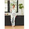 imageEkouaer Silk Pajamas Striped Animal Print Satin Pj Sets Button Down Long Sleeve Silky Pjs Sleepwear Loungewear for WomenPrimeval Forest