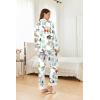 imageEkouaer Silk Pajamas Striped Animal Print Satin Pj Sets Button Down Long Sleeve Silky Pjs Sleepwear Loungewear for WomenPrimeval Forest