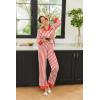 imageEkouaer Silk Pajamas Striped Animal Print Satin Pj Sets Button Down Long Sleeve Silky Pjs Sleepwear Loungewear for WomenRed and White Stripes