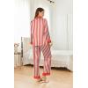 imageEkouaer Silk Pajamas Striped Animal Print Satin Pj Sets Button Down Long Sleeve Silky Pjs Sleepwear Loungewear for WomenRed and White Stripes