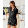 imageEkouaer Womens Satin Silk Pajamas Set Short Sleeve Sleepwear Button Down Top and Shorts Loungewear 2 Piece Pjs Set SXXLBlack