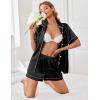 imageEkouaer Womens Satin Silk Pajamas Set Short Sleeve Sleepwear Button Down Top and Shorts Loungewear 2 Piece Pjs Set SXXLBlack