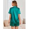 imageEkouaer Womens Satin Silk Pajamas Set Short Sleeve Sleepwear Button Down Top and Shorts Loungewear 2 Piece Pjs Set SXXLBlue Green