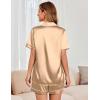 imageEkouaer Womens Satin Silk Pajamas Set Short Sleeve Sleepwear Button Down Top and Shorts Loungewear 2 Piece Pjs Set SXXLKhaki