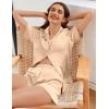 imageEkouaer Womens Satin Silk Pajamas Set Short Sleeve Sleepwear Button Down Top and Shorts Loungewear 2 Piece Pjs Set SXXLKhaki