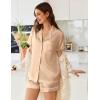 imageEkouaer Womens Satin Silk Pajamas Set Short Sleeve Sleepwear Button Down Top and Shorts Loungewear 2 Piece Pjs Set SXXLKhaki