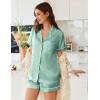 imageEkouaer Womens Satin Silk Pajamas Set Short Sleeve Sleepwear Button Down Top and Shorts Loungewear 2 Piece Pjs Set SXXLLight Green