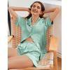 imageEkouaer Womens Satin Silk Pajamas Set Short Sleeve Sleepwear Button Down Top and Shorts Loungewear 2 Piece Pjs Set SXXLLight Green