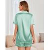 imageEkouaer Womens Satin Silk Pajamas Set Short Sleeve Sleepwear Button Down Top and Shorts Loungewear 2 Piece Pjs Set SXXLLight Green