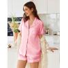 imageEkouaer Womens Satin Silk Pajamas Set Short Sleeve Sleepwear Button Down Top and Shorts Loungewear 2 Piece Pjs Set SXXLPink