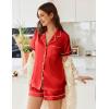 imageEkouaer Womens Satin Silk Pajamas Set Short Sleeve Sleepwear Button Down Top and Shorts Loungewear 2 Piece Pjs Set SXXLRed