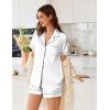imageEkouaer Womens Satin Silk Pajamas Set Short Sleeve Sleepwear Button Down Top and Shorts Loungewear 2 Piece Pjs Set SXXLWhite