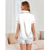 imageEkouaer Womens Satin Silk Pajamas Set Short Sleeve Sleepwear Button Down Top and Shorts Loungewear 2 Piece Pjs Set SXXLWhite