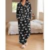 imageEkouaer Womens Satin Silky Pajama Set 2 Piece Print PJs Soft Loungewear Button Down Sleepwear with Elastic Waist Long PantsBblack Leopard