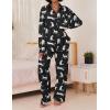 imageEkouaer Womens Satin Silky Pajama Set 2 Piece Print PJs Soft Loungewear Button Down Sleepwear with Elastic Waist Long PantsBblack Leopard