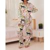 imageEkouaer Womens Satin Silky Pajama Set 2 Piece Print PJs Soft Loungewear Button Down Sleepwear with Elastic Waist Long PantsBblack Panther Seed