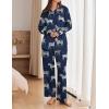 imageEkouaer Womens Satin Silky Pajama Set 2 Piece Print PJs Soft Loungewear Button Down Sleepwear with Elastic Waist Long PantsBblack Zebra