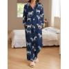 imageEkouaer Womens Satin Silky Pajama Set 2 Piece Print PJs Soft Loungewear Button Down Sleepwear with Elastic Waist Long PantsBblack Zebra