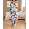 imageEkouaer Womens Satin Silky Pajama Set 2 Piece Print PJs Soft Loungewear Button Down Sleepwear with Elastic Waist Long PantsBblue Cat