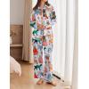 imageEkouaer Womens Satin Silky Pajama Set 2 Piece Print PJs Soft Loungewear Button Down Sleepwear with Elastic Waist Long PantsBblue Cat
