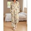 imageEkouaer Womens Satin Silky Pajama Set 2 Piece Print PJs Soft Loungewear Button Down Sleepwear with Elastic Waist Long PantsBchampagne Horse