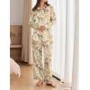 imageEkouaer Womens Satin Silky Pajama Set 2 Piece Print PJs Soft Loungewear Button Down Sleepwear with Elastic Waist Long PantsBchampagne Horse