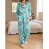 imageEkouaer Womens Satin Silky Pajama Set 2 Piece Print PJs Soft Loungewear Button Down Sleepwear with Elastic Waist Long PantsBlitter Pink Flower