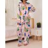 imageEkouaer Womens Satin Silky Pajama Set 2 Piece Print PJs Soft Loungewear Button Down Sleepwear with Elastic Waist Long PantsBpink Pigeon