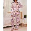 imageEkouaer Womens Satin Silky Pajama Set 2 Piece Print PJs Soft Loungewear Button Down Sleepwear with Elastic Waist Long PantsBpink Swan