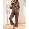 imageEkouaer Womens Satin Silky Pajama Set 2 Piece Print PJs Soft Loungewear Button Down Sleepwear with Elastic Waist Long PantsBrown