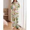 imageEkouaer Womens Satin Silky Pajama Set 2 Piece Print PJs Soft Loungewear Button Down Sleepwear with Elastic Waist Long PantsByellow Leopard