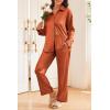 imageEkouaer Womens Satin Silky Pajama Set 2 Piece Print PJs Soft Loungewear Button Down Sleepwear with Elastic Waist Long PantsCaramel