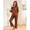imageEkouaer Womens Satin Silky Pajama Set 2 Piece Print PJs Soft Loungewear Button Down Sleepwear with Elastic Waist Long PantsClay
