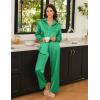 imageEkouaer Womens Satin Silky Pajama Set 2 Piece Print PJs Soft Loungewear Button Down Sleepwear with Elastic Waist Long PantsGreen
