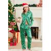 imageEkouaer Womens Satin Silky Pajama Set 2 Piece Print PJs Soft Loungewear Button Down Sleepwear with Elastic Waist Long PantsGreen Christmas Snowflakes
