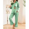 imageEkouaer Womens Satin Silky Pajama Set 2 Piece Print PJs Soft Loungewear Button Down Sleepwear with Elastic Waist Long PantsIce Green