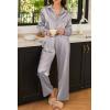 imageEkouaer Womens Satin Silky Pajama Set 2 Piece Print PJs Soft Loungewear Button Down Sleepwear with Elastic Waist Long PantsLight Grey