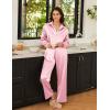 imageEkouaer Womens Satin Silky Pajama Set 2 Piece Print PJs Soft Loungewear Button Down Sleepwear with Elastic Waist Long PantsPink