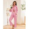 imageEkouaer Womens Satin Silky Pajama Set 2 Piece Print PJs Soft Loungewear Button Down Sleepwear with Elastic Waist Long PantsPink Yellow Stripes