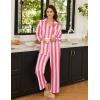 imageEkouaer Womens Satin Silky Pajama Set 2 Piece Print PJs Soft Loungewear Button Down Sleepwear with Elastic Waist Long PantsPink Yellow Stripes