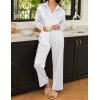 imageEkouaer Womens Satin Silky Pajama Set 2 Piece Print PJs Soft Loungewear Button Down Sleepwear with Elastic Waist Long PantsWhite