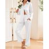 imageEkouaer Womens Satin Silky Pajama Set 2 Piece Print PJs Soft Loungewear Button Down Sleepwear with Elastic Waist Long PantsWhite
