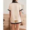 imageEkouaer Womens Silk Satin Pajamas Set Button Down Short Sleeve Lounge Set 2 Piece Notch Collar Sleepwear Sets Soft Pjs SXXLBeige