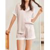 imageEkouaer Womens Silk Satin Pajamas Set Button Down Short Sleeve Lounge Set 2 Piece Notch Collar Sleepwear Sets Soft Pjs SXXLChampagne